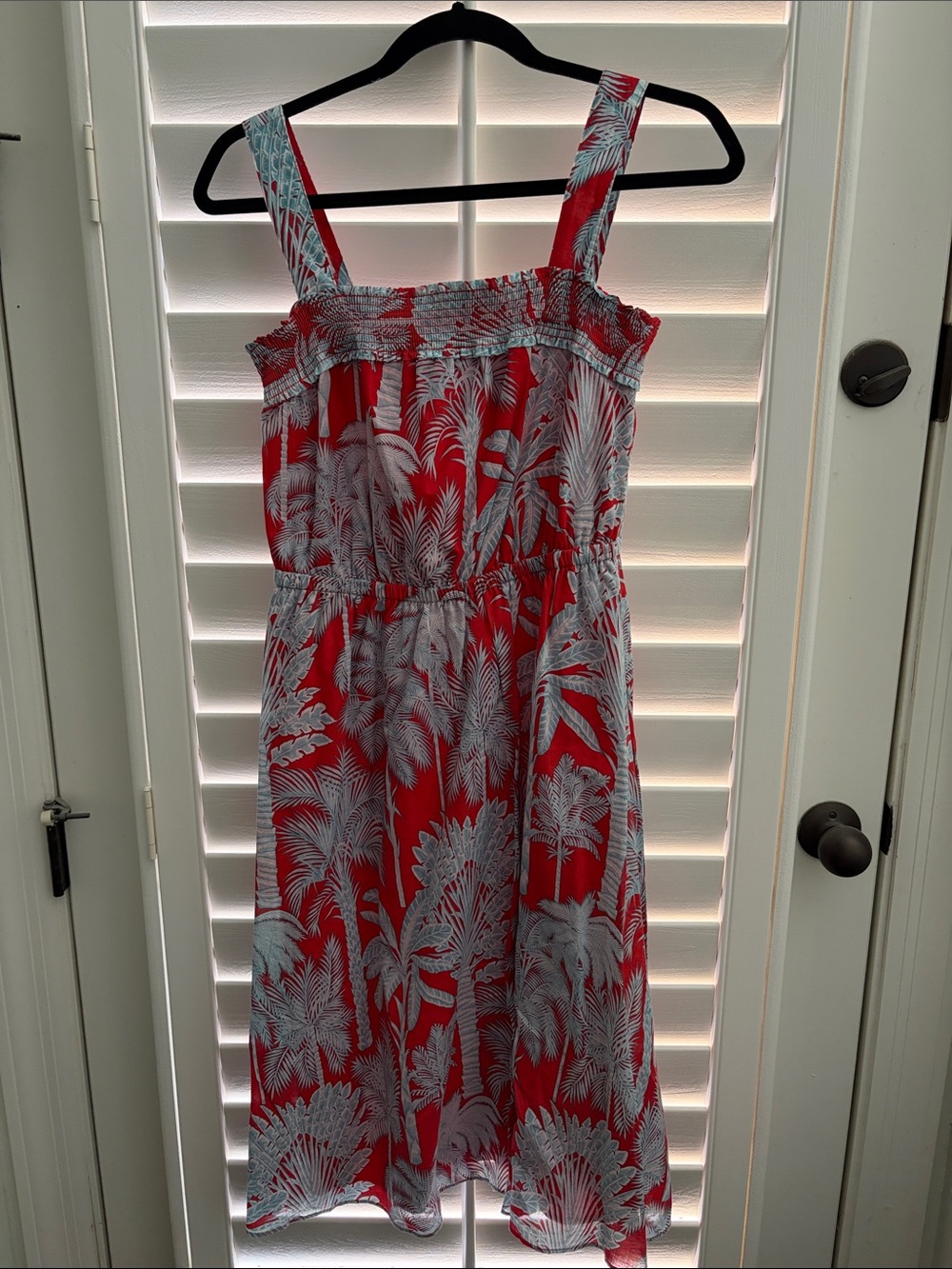 Talbots Size 2P Red Orange and Light Blue Tropical Print Girls One-Piece Dress